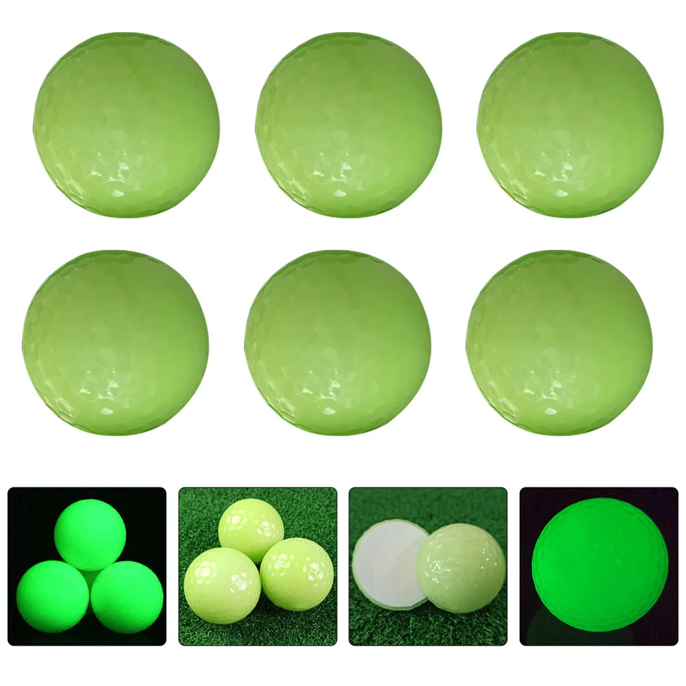 6 Pcs Glowing Golf Ball Fluorescent Balls Night Toy Plaything Luminous Synthetic Rubber Toys Toddler Decorative