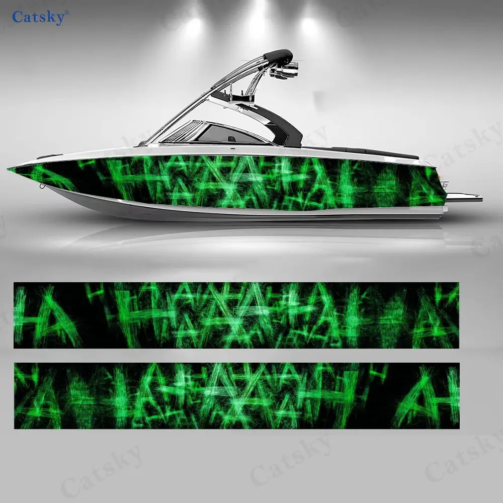 Electric Fragment Pattern Boat Stickers, PVC Waterproof Durable Vinyl Wrap Decals for Fishing Boats, Durable and Stylish Design