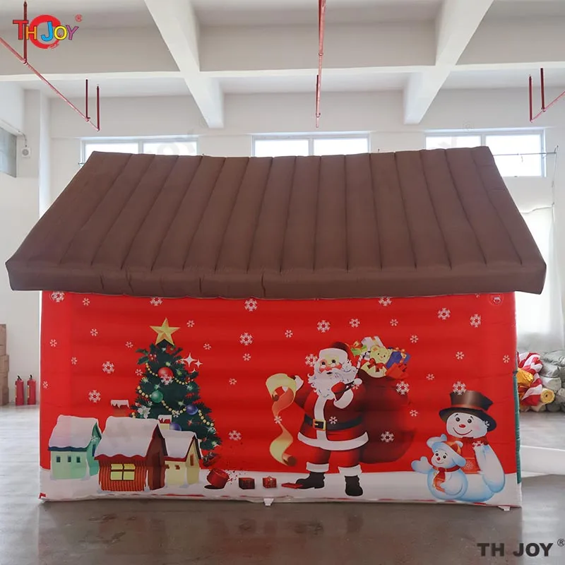 4x3m Outdoor brown Santa Grotto inflatable Christmas House Tent inflatable cabin decoration for events