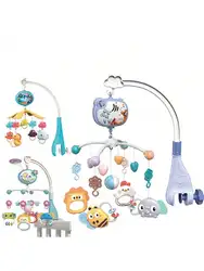 Baby Musical Crib Bed Bell Cot Mobile Moon&Star Dream Light Nusery Lullaby Toys Color Random