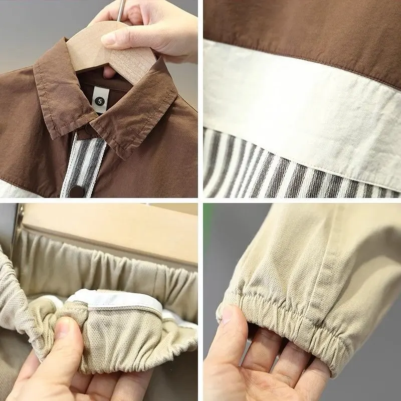 Boys Spring Autumn Clothing Sets New Children Striped Long Sleeve Jacket T-shirt and Pants Suit 3 Piece Kids Toddler Outfit