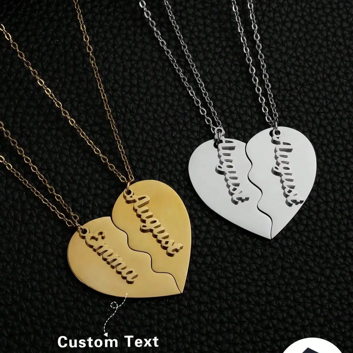 DOREMI Couples Pendant Choker Jewelry Gift For Girlfriend Personalized Fashionable Lovers Heart Split Customized Name Necklace