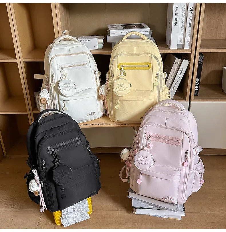 Spine Protection School Backpack Large Capacity Casual Travel Dual Shoulder for Junior High Students Korean Simple