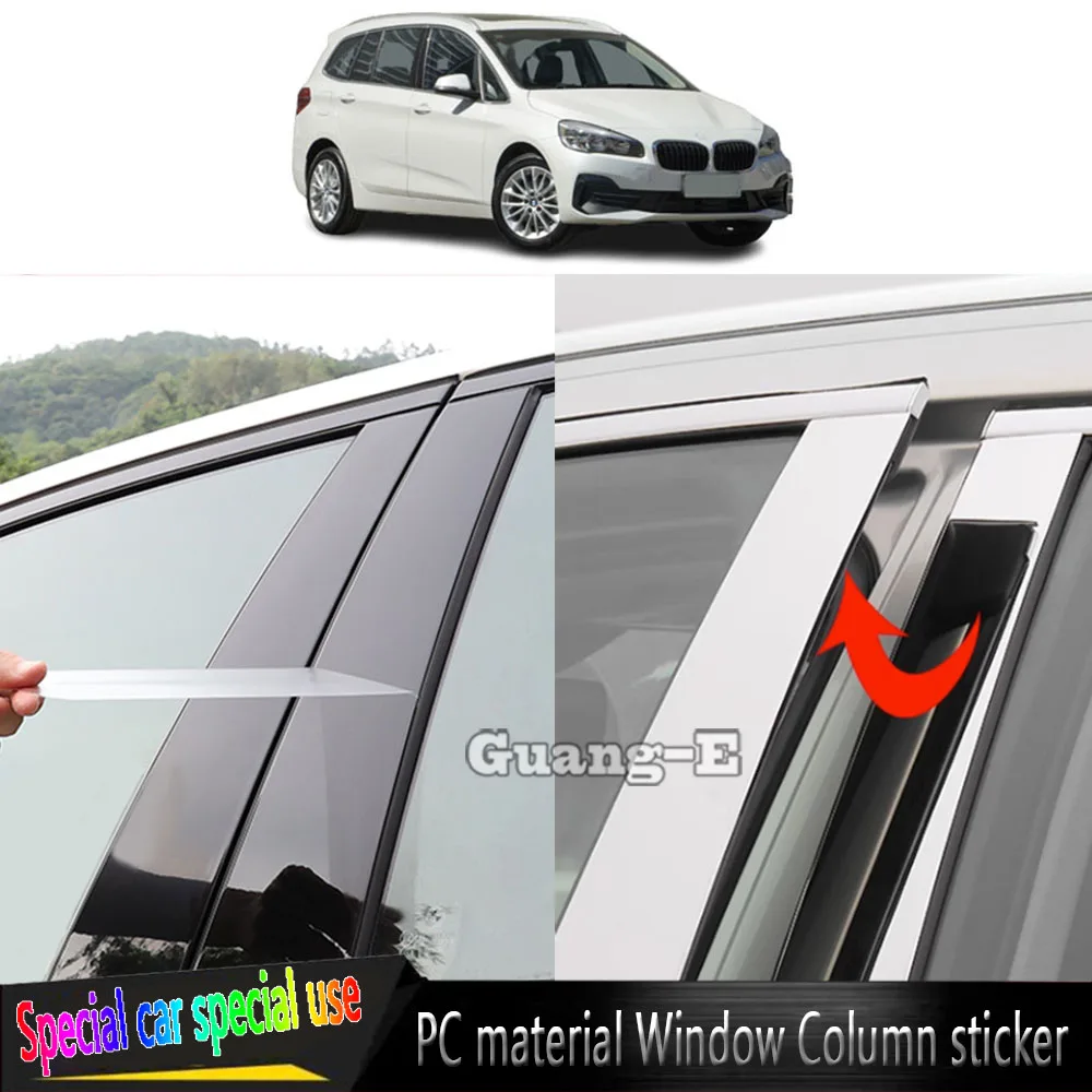 For BMW 2 Series Wagon 2016 2017 2018 2019 Car TPU/Glossy Mirror Pillar Post Cover Door Trim Window Stickers Accessories 8PCS