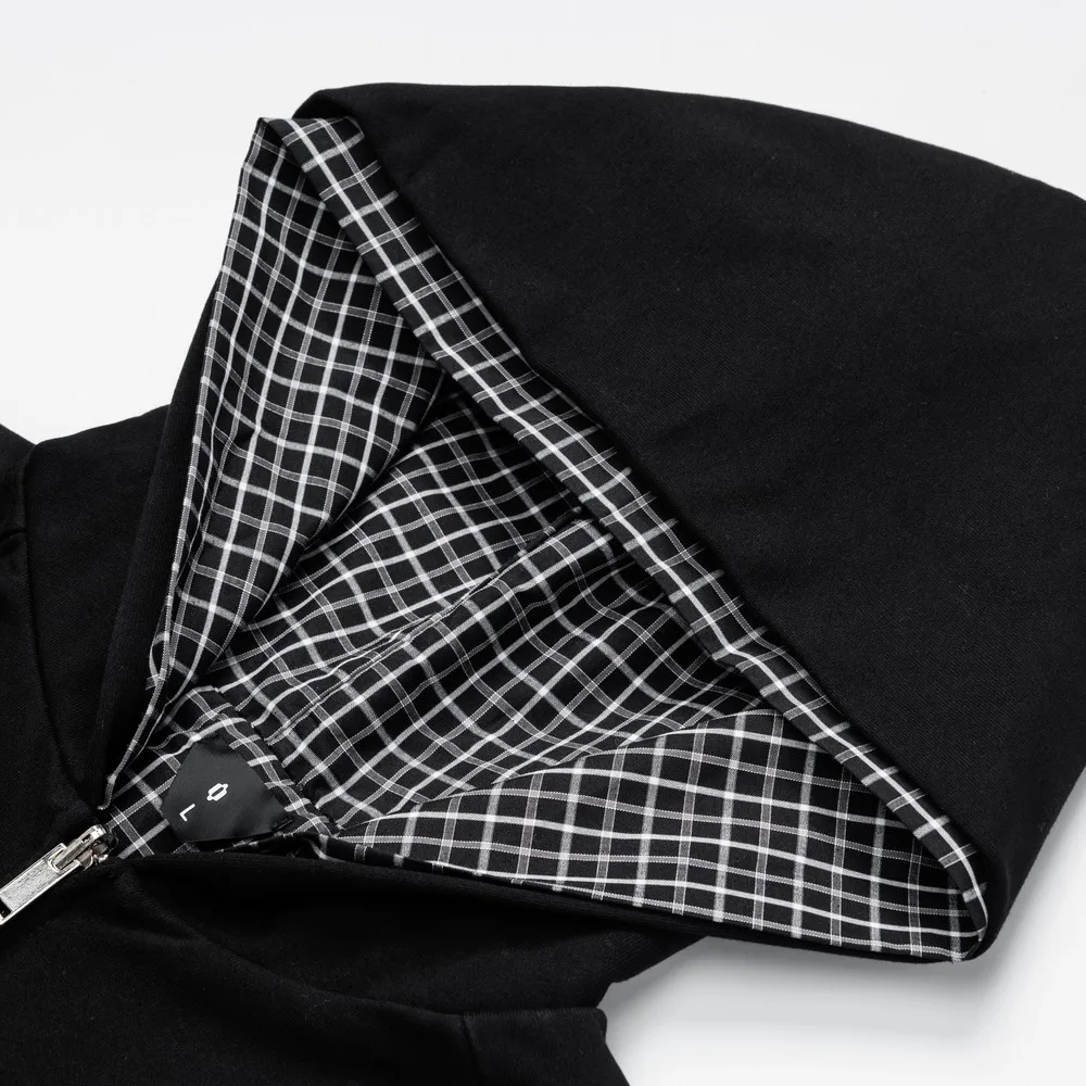 Tragen Sie beide Seiten winddichte Kapuzenpullover mit Reißverschluss für Damen und Herren, Acamedia Grunge Goth Y2K Streetwear, übergroße Winterjackenmäntel