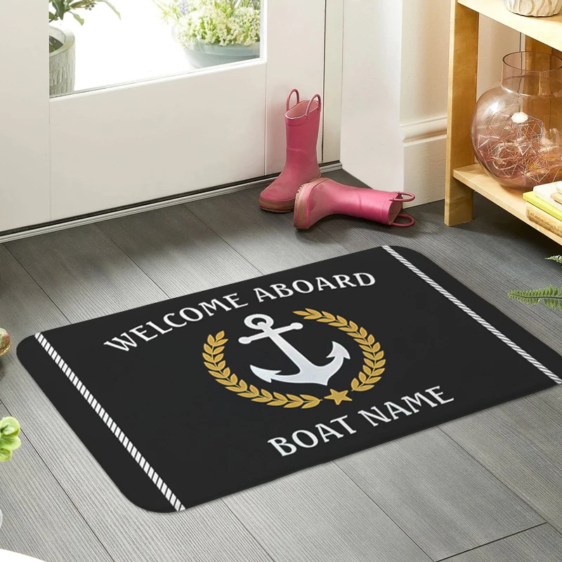 Custom Boat Name Doormat Entrance Door Living Room Floor Carpet Kitchen Bathroom Mat Bedroom Rug Interior Home Decor Items