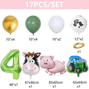 Aufblasbare Luftballons zum Thema landwirtschaftlicher Erkundung, Grün, Traktor, Kuh, Schwein, Ballonnummer, Happy Birthday Party Dekoration, Babyparty, 40 8 Hauptverkäufe flbble Kuh - №3