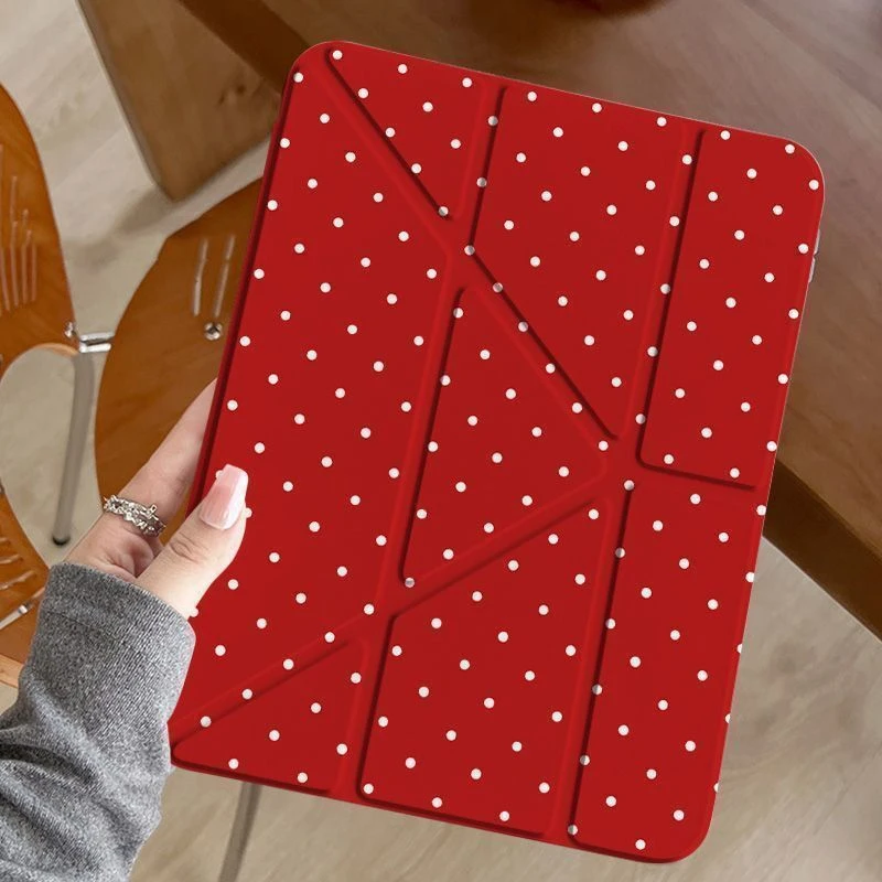 Red Polka Dot Star Tablet Case For iPad Pro 11 12.9 13 A16 M2 M4 M3 M5 Shell 8.3 9.7 10.2 5/6/7/8/9/10/11th Mini Air 3 4 5 Cover