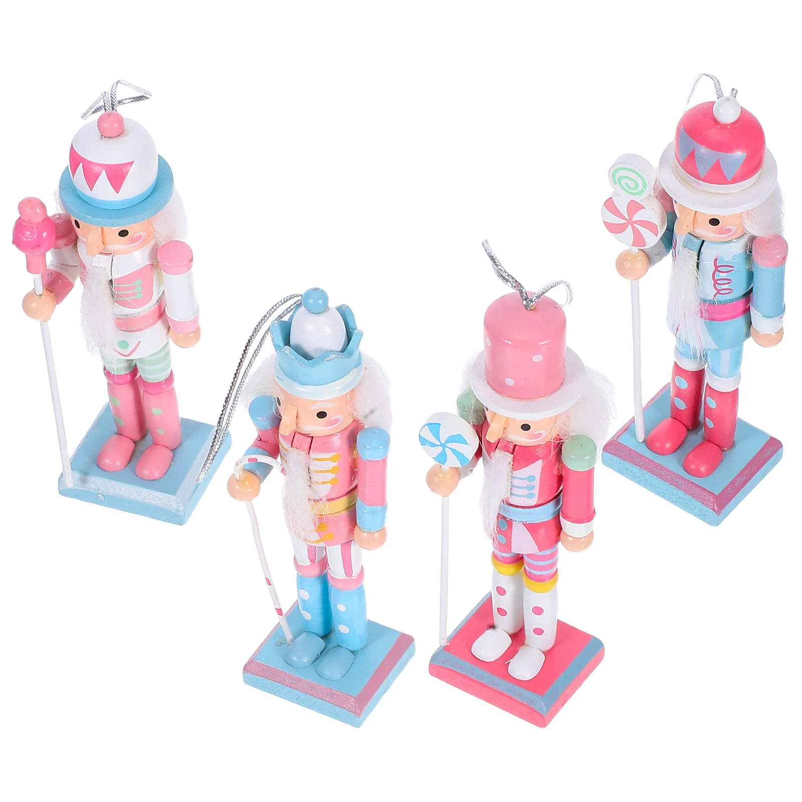 

4Pcs Wooden Christmas Nutcracker Soldiers Handcrafted Tabletop Ornaments Traditional Holiday Decorative Figures