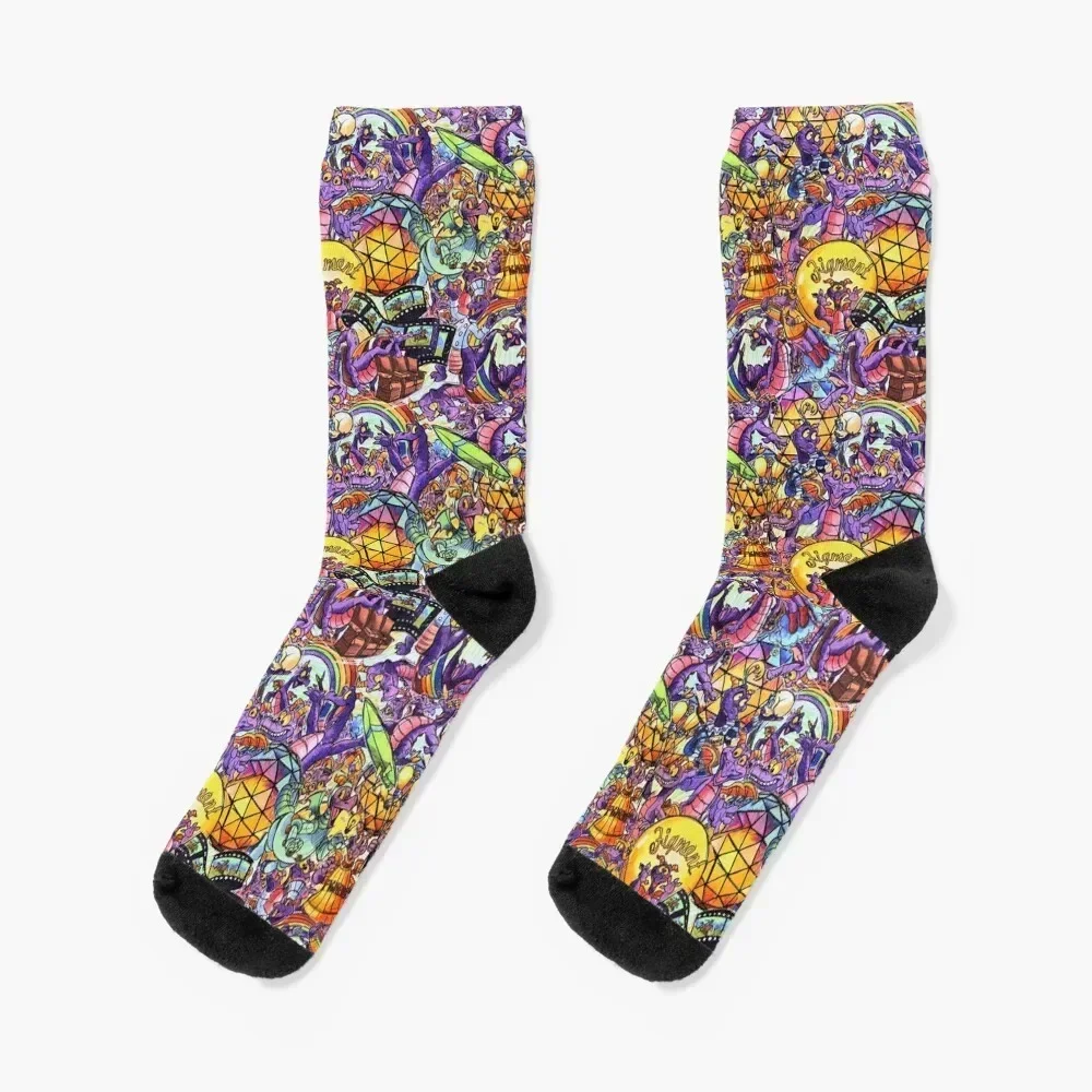 

THE ORIGINAL Figment Collage Socks Heating sock cool Novelties kids Men Socks Women's hip hop gifts halloween Men Socks Women's