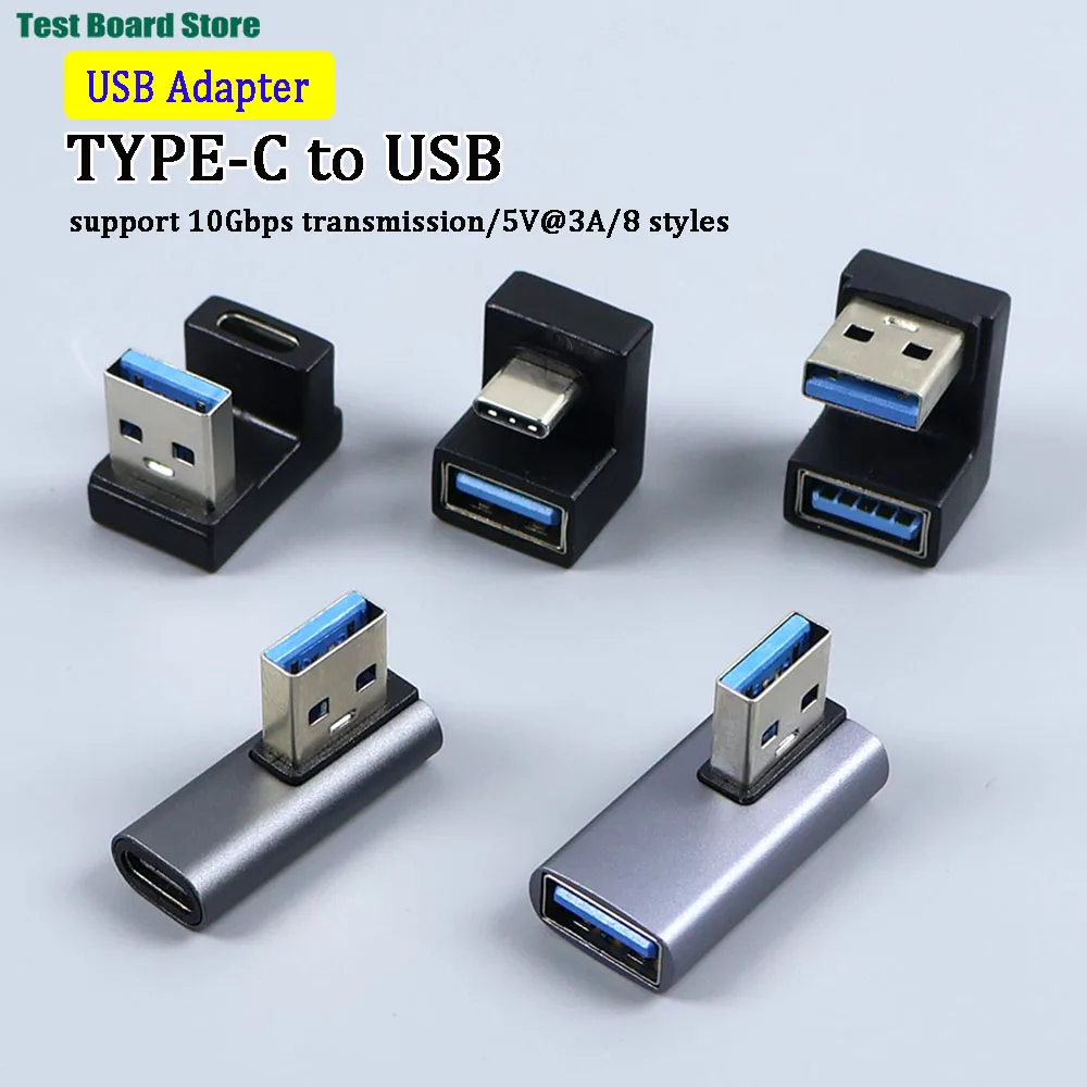 90/180 Degree Elbow C Adapter C USB C OTG to USB Converter U Shape USB-C 3.0 Connector for Android Computer Phone Tablet
