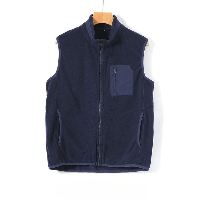 

Casual Men's Double Sided Fleece Vest Sleeveless Solid Color Standing Collar Warmth Multi Functional Autumn Winter Jacket​