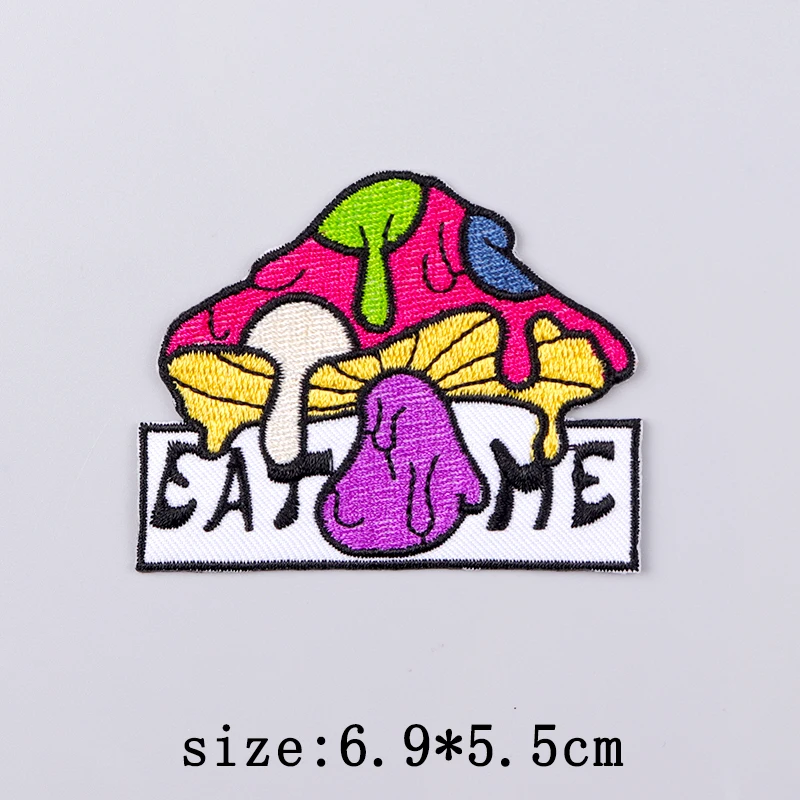 Mushroom Patch Iron On Patches For Clothing Thermoadhesive Patches On Clothes Natural Cartoon Embroidery Patch For Clothes Badge