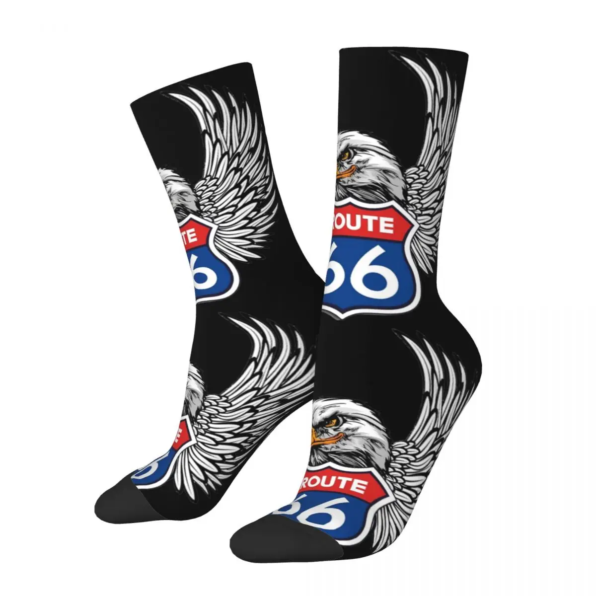 

Casual Men's Women's Route 66 Eagle Theme Socks Highway 66 Accessories Middle Tube Socks Cotton Best Gifts