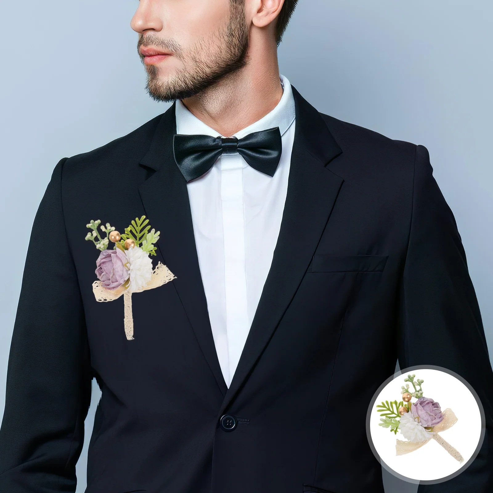 

4pcs Simulated Flower Boutonniere Wedding Groom Groomsmen Corsage Pin Lightweight Suit Decoration Party Bridal Accessories
