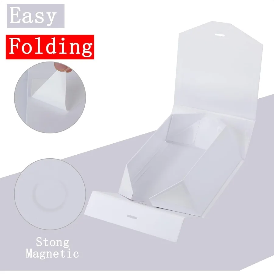 8Pack Gift Boxes9x9x4 Inch Magnetic Gift Boxes with Lids for Presents White with Ribbon Bridesmaid Proposal Box for Wedding Sto