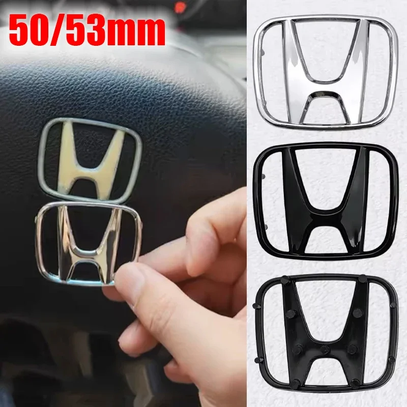 Emblema do logotipo do centro do volante do carro 50/53mm para Honda Civic Accord CRV HRV Fit Jazz City Odyssey Jade Vezel NSX Inspire