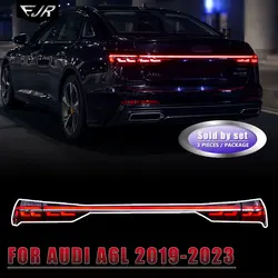 For Audi A6 C8 2019-2023 LED Through Taillight Dynamic Flowing Rear Tail Light Assembly Upgrade Auto Lamp Accessory
