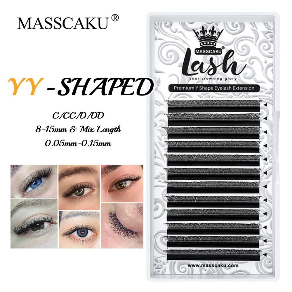 

Custom YY Style Eyelash Extensions C D Curl Matte Black Lashes Natural Soft Lightweight Two/Three Tips Y-Shaped False Eyelashes