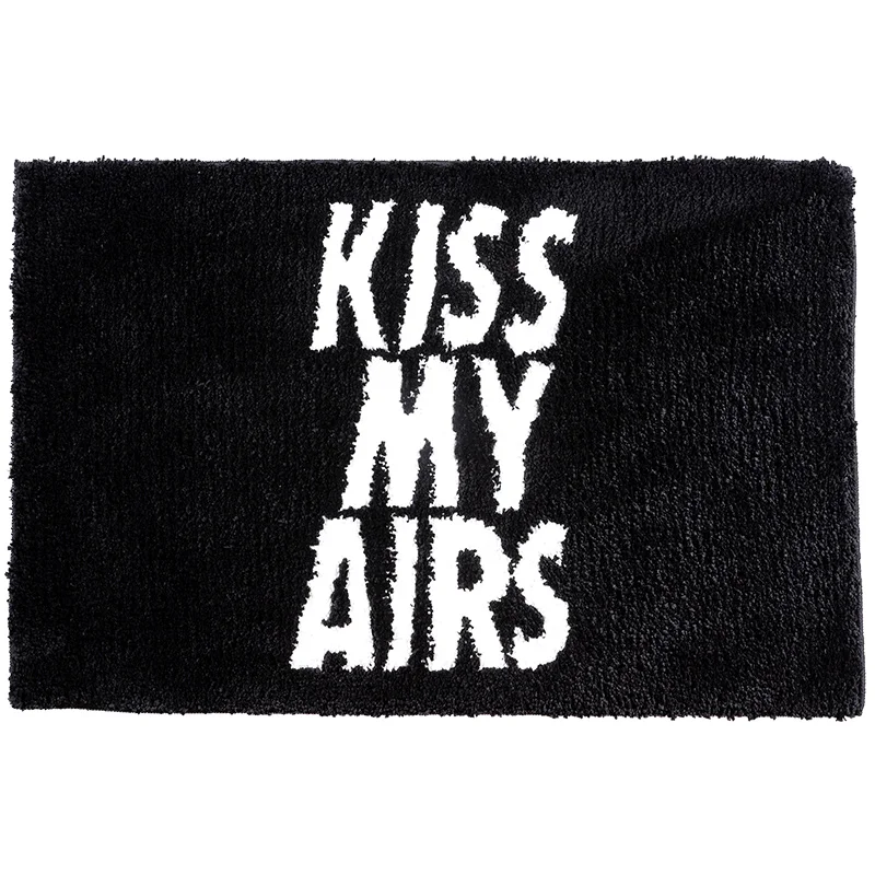 Kiss My Airs Red Black Area Rug for Bathromm Fluffy Bath Carpet Sneakers Water-Absorbed Floor Mat Entrance Doormat Antiskid