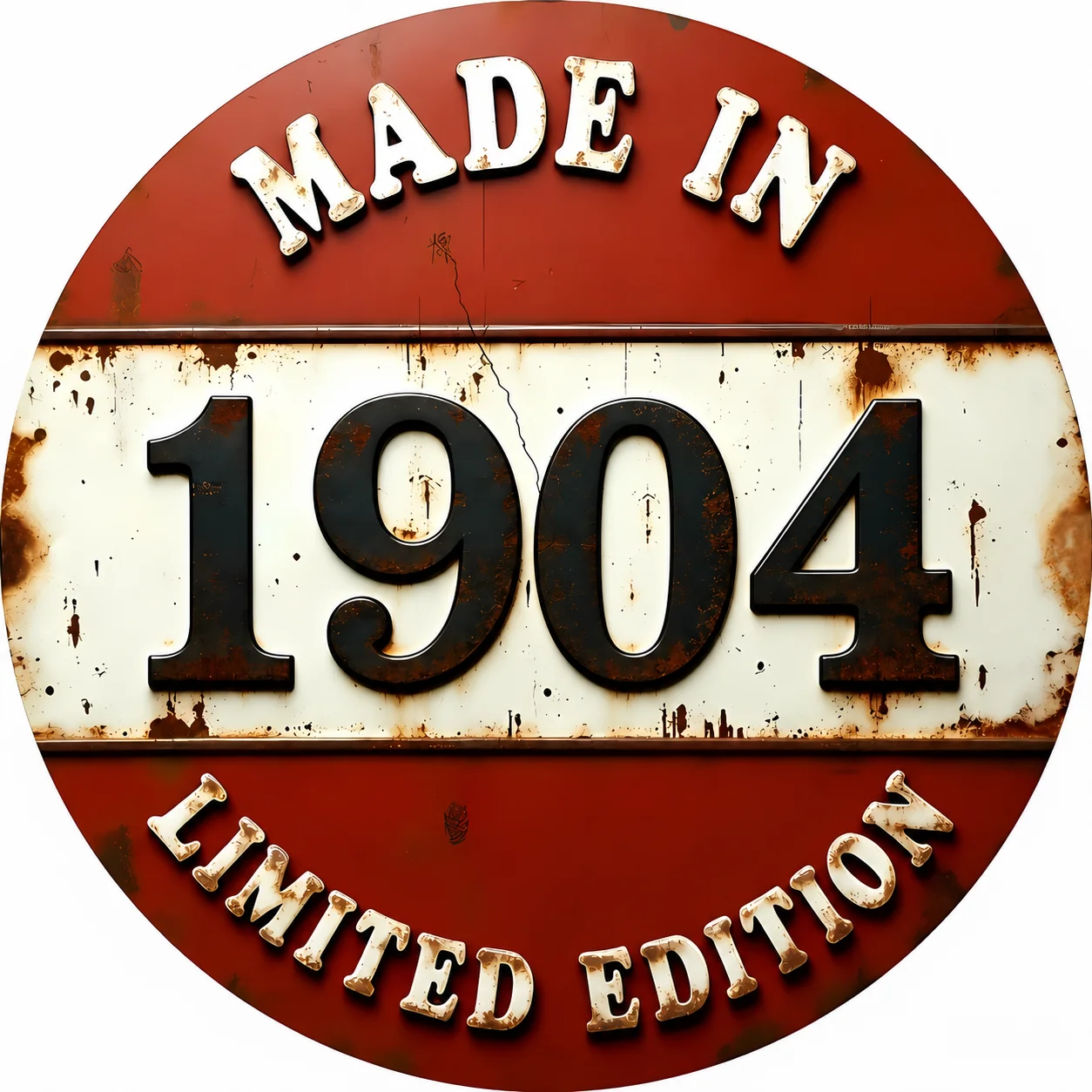 Vintage Round Metal Sign Set Made In 1900‑1909 Limited Edition Retro Wall Plaque for Bar Pub Man Cave Decor