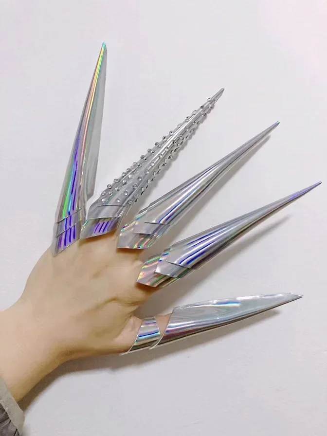 Game LOL KDA Evelynn Agony's Embrace Cosplay Props Women Sexy Finger Rings Gothic Claws Hand Nail Halloween Party Accessories view 2