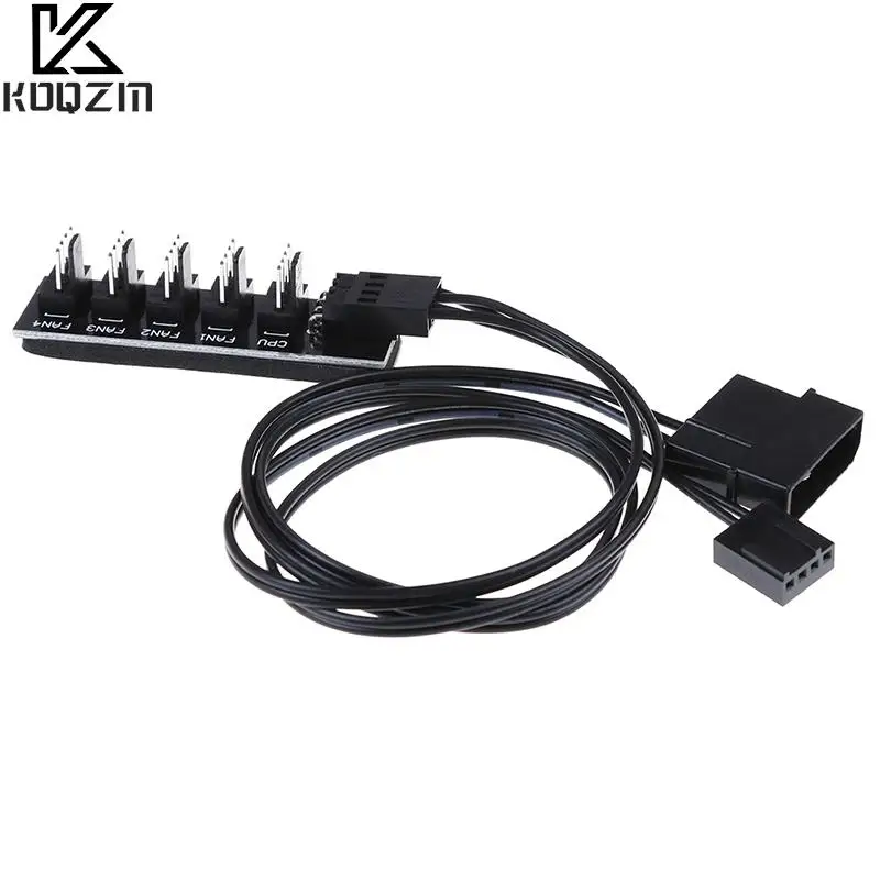 

1 To 5 4-pins PWM CPU Cooler/ Case/ Chasis Cooling Fan Power Cable Hub Splitter Adapter Black Sleeved Jacket