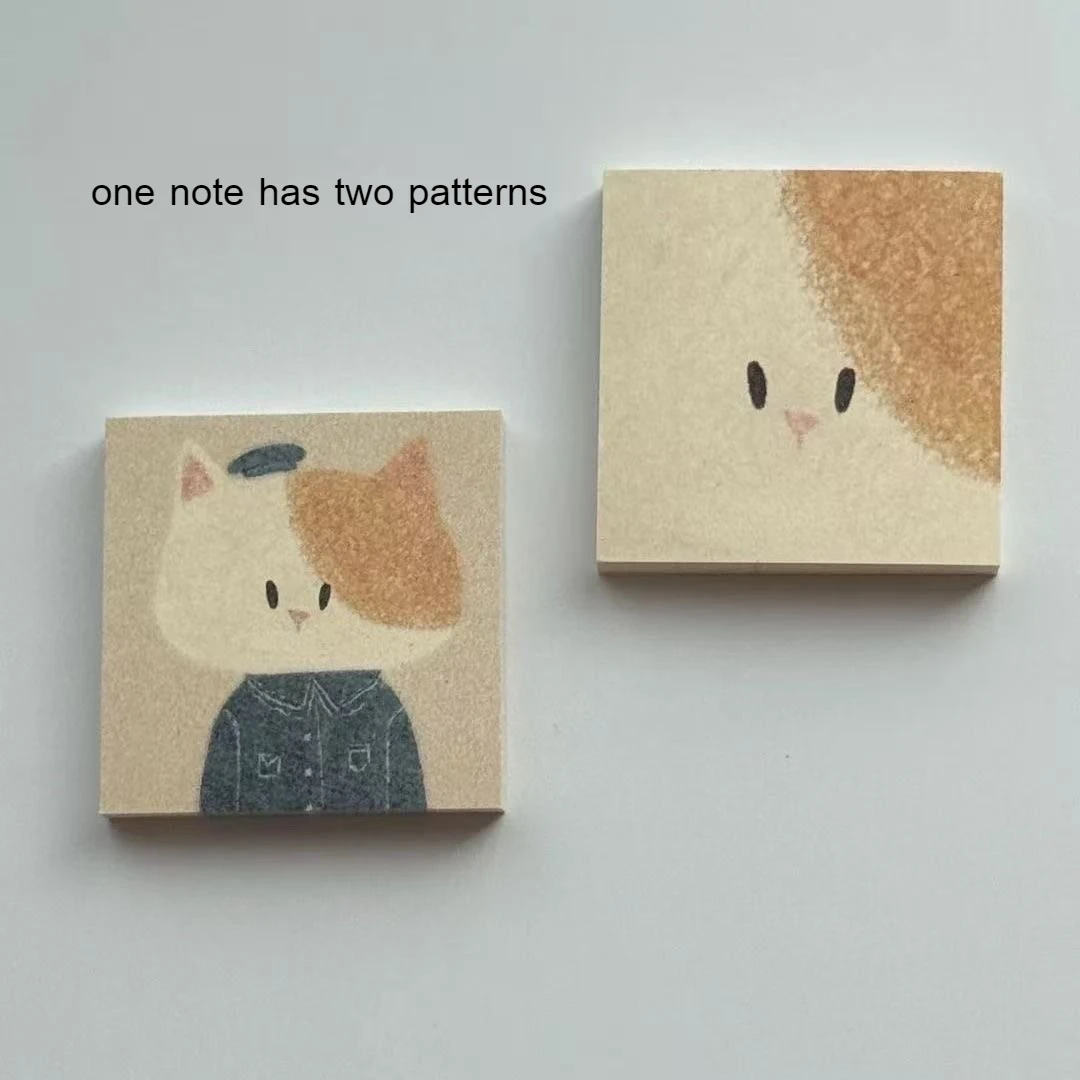 6pcs Kawaii Cat Sticky Note Book Mini Memo Pad Cartoon Student Hand Account Decoration Can Be Torn Memo Pad Self-Stick Notes