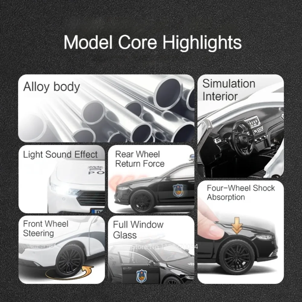 1:32 Honda NSX Accord alliage modèles de voitures de Police jouets moulés sous pression 6 portes ouvert son lumière retirer pneus en caoutchouc véhicules cadeaux enfants