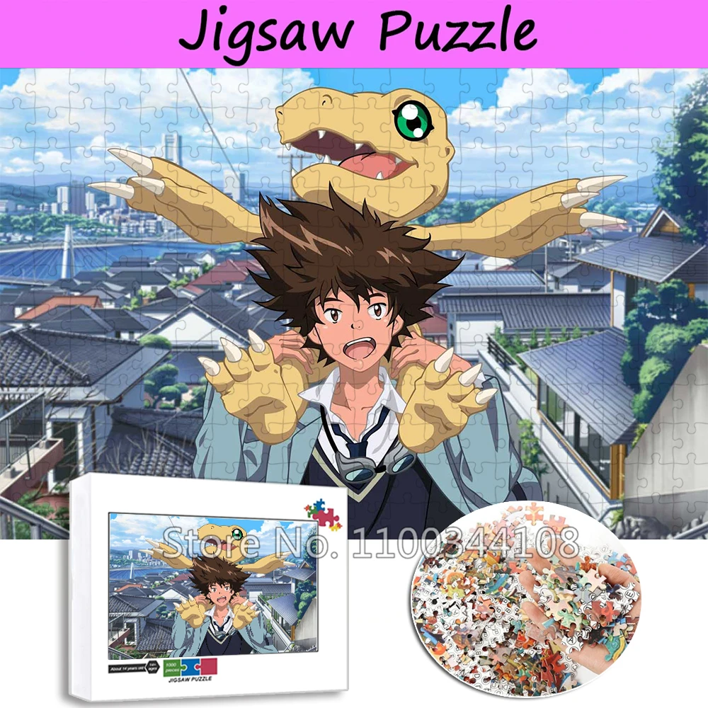 

Digital Monster Puzzles Anime Digimon Adventure 300/500/1000 Pieces Jigsaw Puzzle Children Handmade Toys Brain Training Game