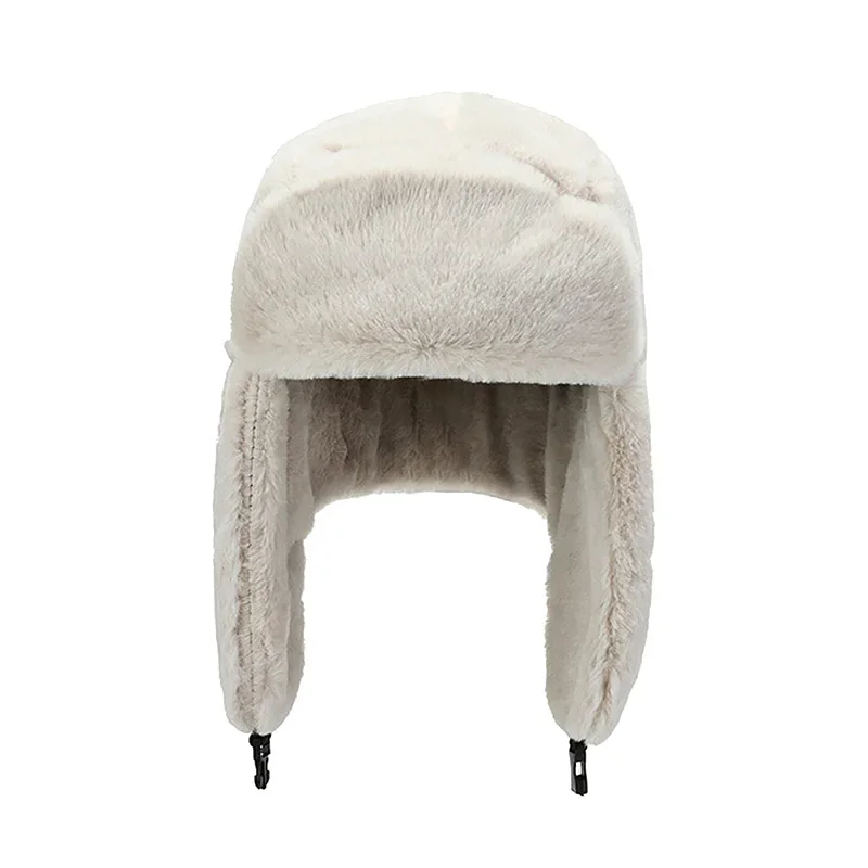 2024 New Fashion Women Bomber Hats Faux Fur Warm Thicken Earflap Caps Autumn Winter Black White Ear Protect Russian Ski Hat