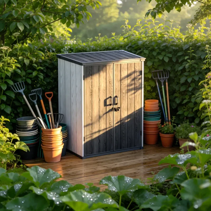 KENDA Rotomolded 1400L Steel Garden Storage Cabinet Lockable Waterproof Easily Assembled Nature Outdoor Backyard Tool House