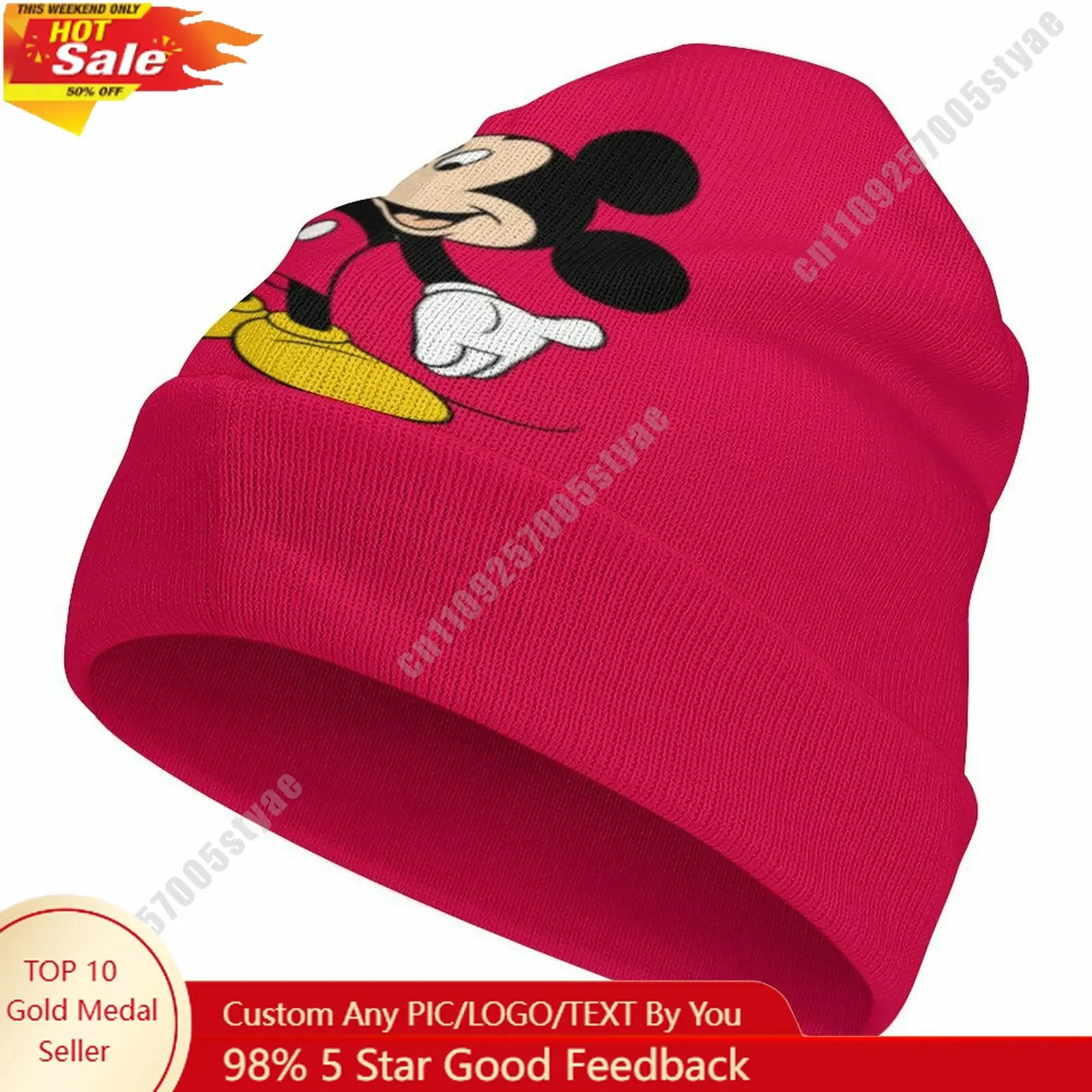 

Mickey Mouse Knitted Hat Disney Cartoon Movie Themes Custom Design Your Photos Logos Text Commemorative Gift Knitted Cap