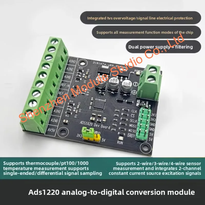高精度24ビットadcモジュールads1220、ブリッジセンサー、温度測定、熱電対、rtd、2-3-4線式センサーをサポート