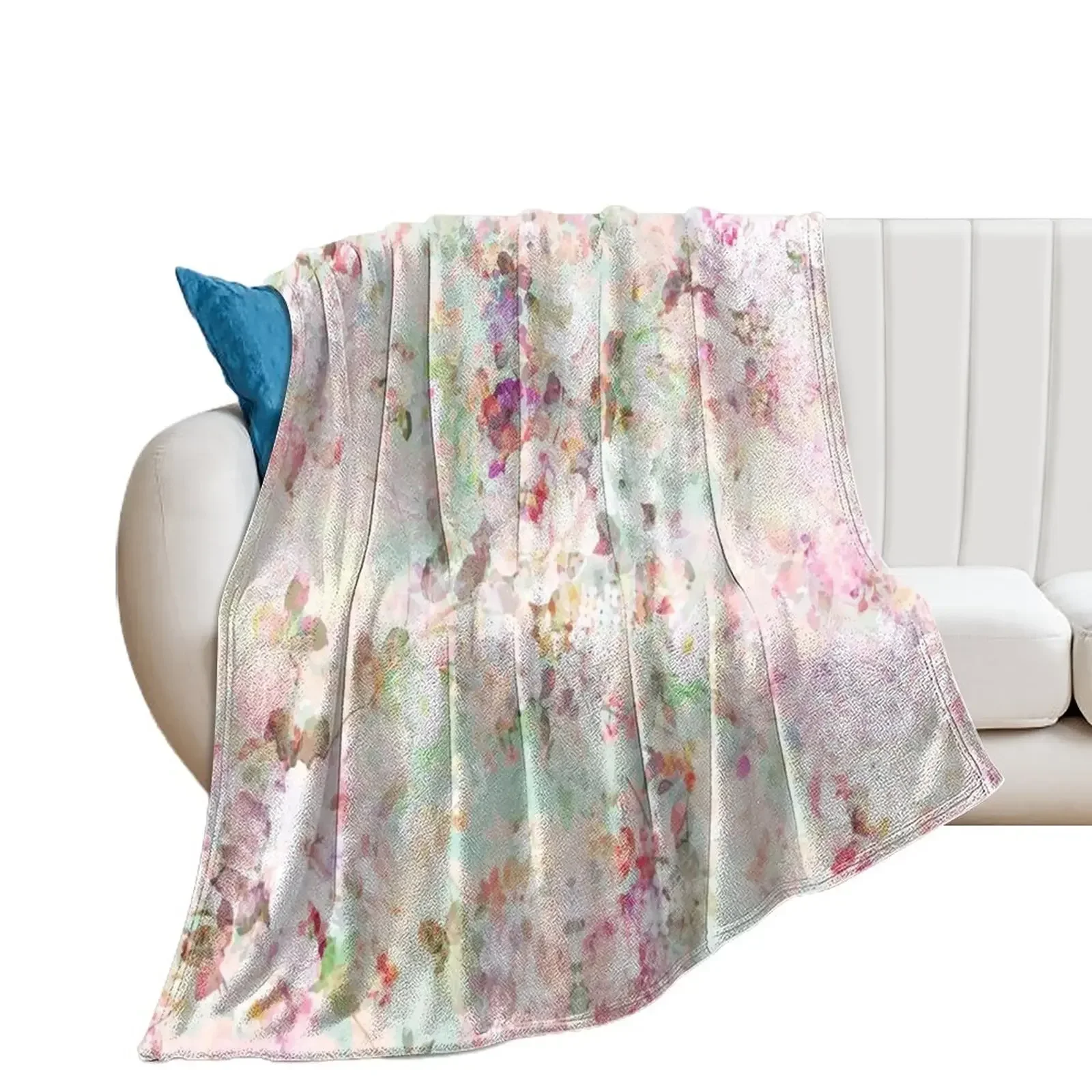 

Pink watercolor vintage flowers pattern Throw Blanket Bed covers Decoratives Winter beds Blankets