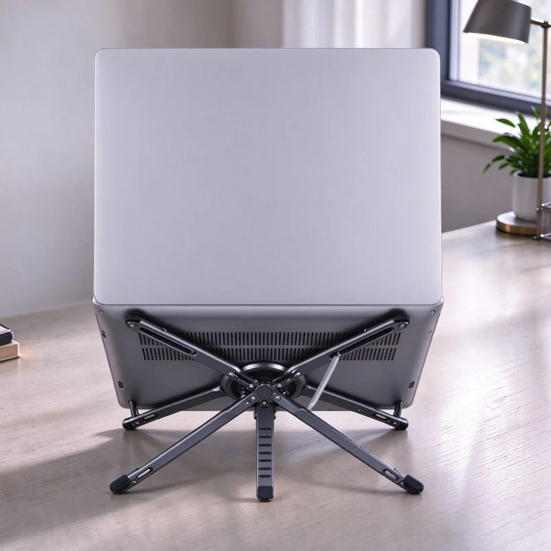 Aluminum Laptop Tablet Stand with 8 Angle Levels, Magnetic Attachment, Lightweight Cooling Support for Office Travel Setup