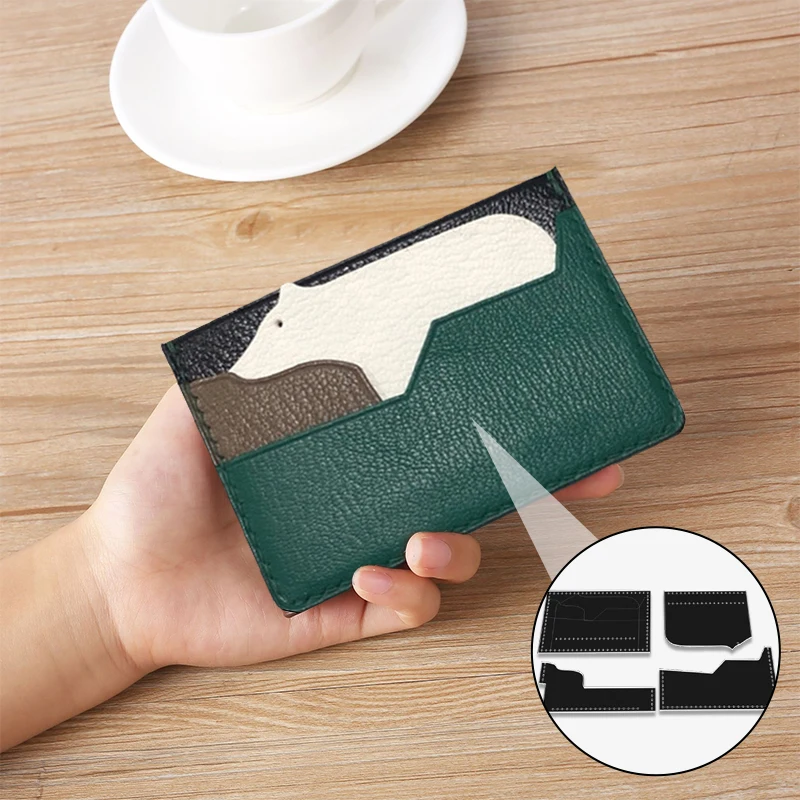 4pcs/set Acrylic Leather Craft Card Holder Wallet Sewing Pattern Stencil Handwork DIY Template
