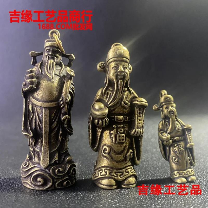 Antique bronze ware, retro brass, Cai Ye Buddha statue ornament, portable Buddha statue .