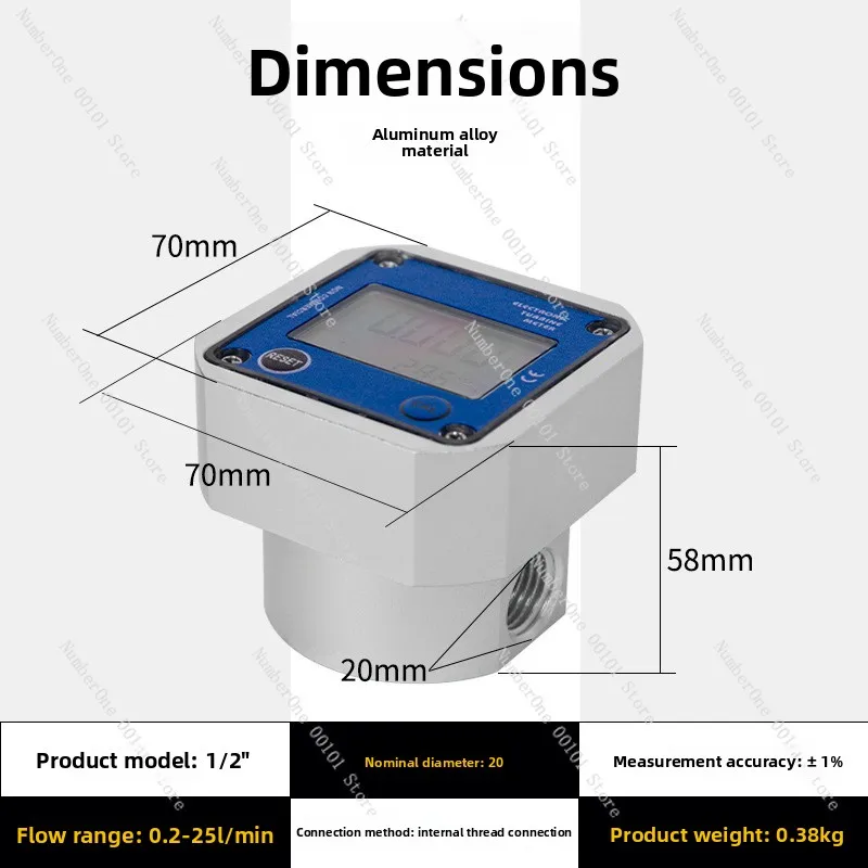 Aluminum Alloy Oval Gear High Pressure Flow Meter, 2/4 Thread Industrial Liquid Counter with Instant & Total Flow Display