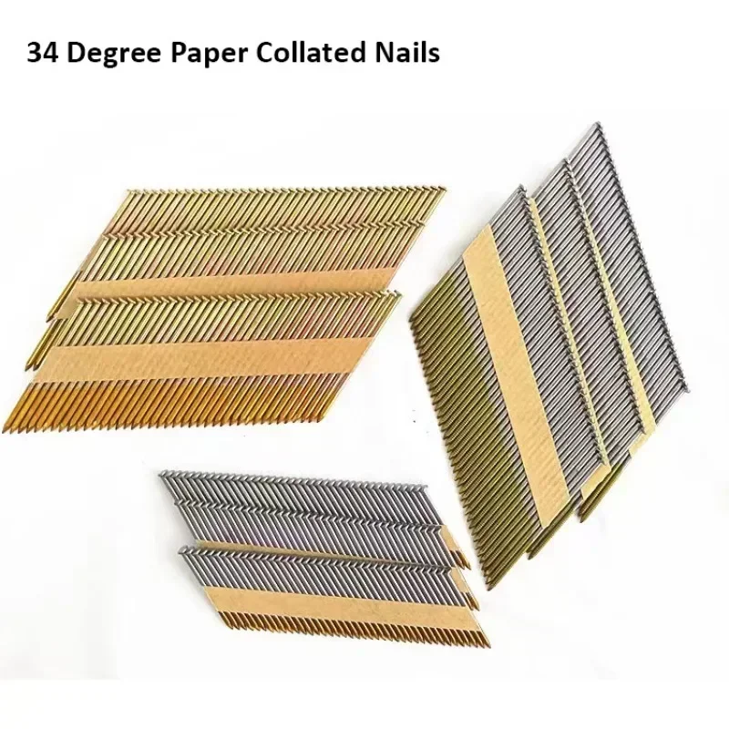 Framing NailsClipped Head Paper Tape Smooth Shank 30 34 Degree Eg  Paper Strip Nails for Framing Gas Nailer 90mm 240pcs