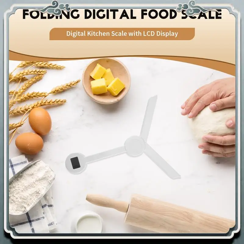 Premium 1 PCS High Precision Folding Food Scale, Digital Kitchen Scale With LCD Display ABS Food Scale For Measuring Healthy Int