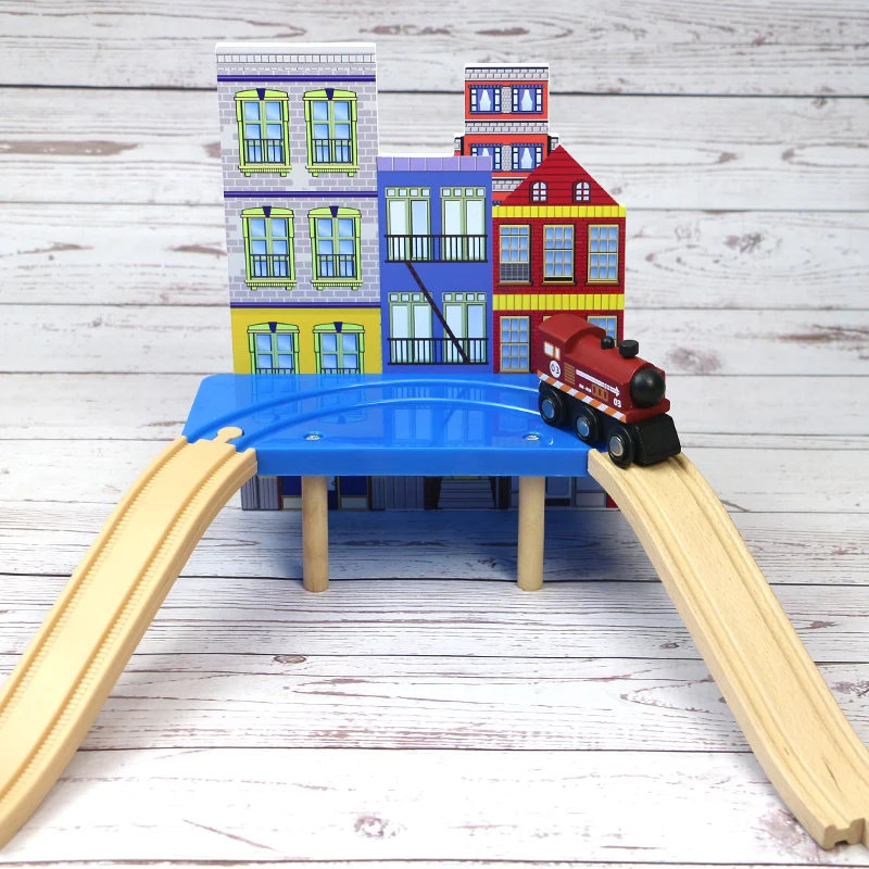 Train Double Deck Platform Small Train Track Accessories Boy's Gift Train Transport Track Toy Compatible With Wooden S7