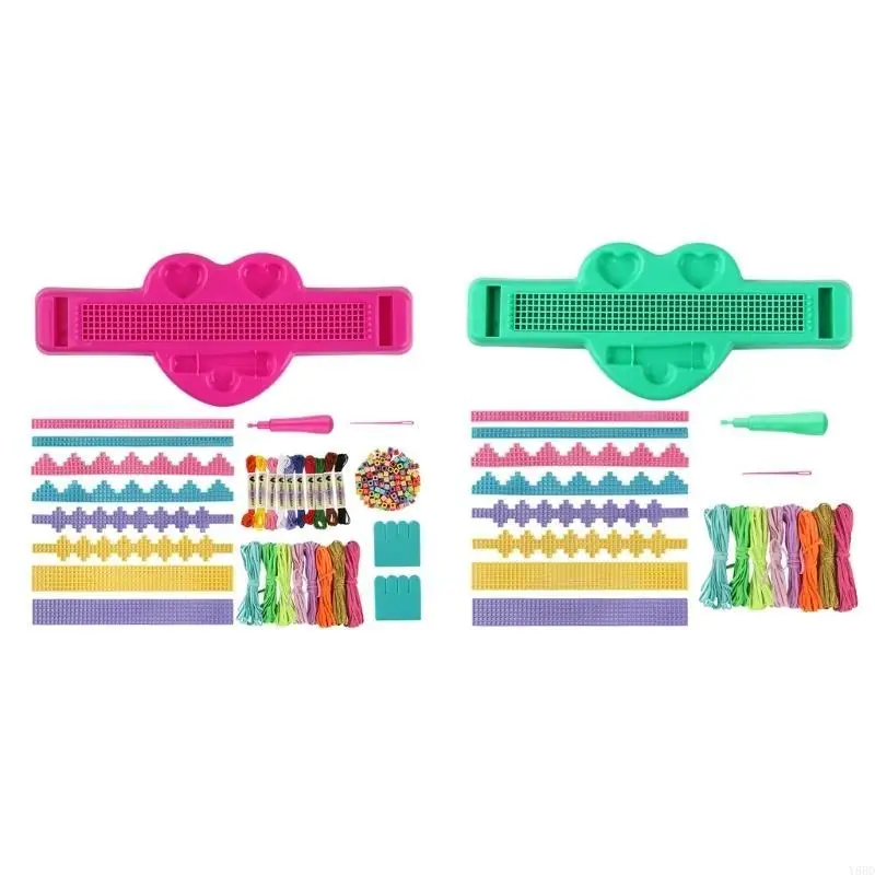Y88D Crochet Friendship Bracelet Kits for Girl Friendship Wristlet Jewelry Set for Kindergarten Kids Party Craft Activity Toy