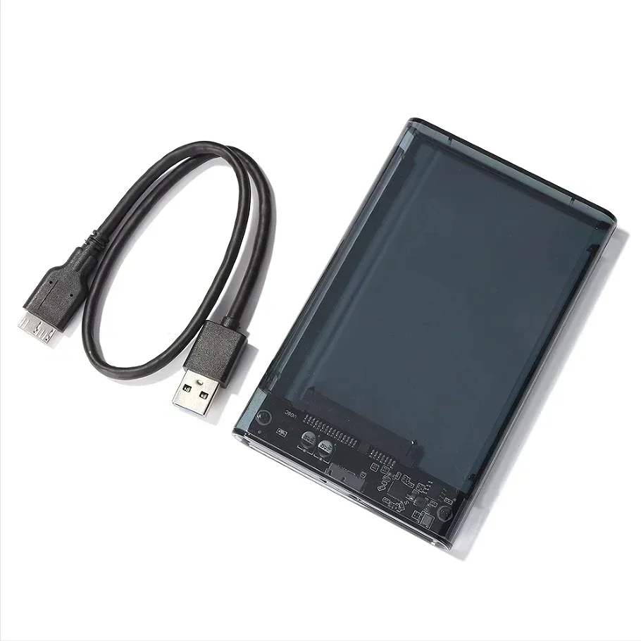 2.5 Inch Transparent HDD Enclosure Case SATA to USB 2.0 Type-C Adapter Portable External SSD Hard Drive Box Tool-Free view 2