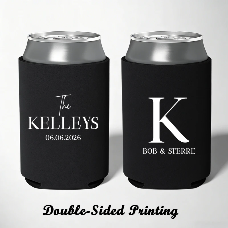 

10PCS Personalized Beer Can Cooler Sleeve Wedding Gift for Guests, Double-Sided Printing Can Coolers, Wedding Table Decoration