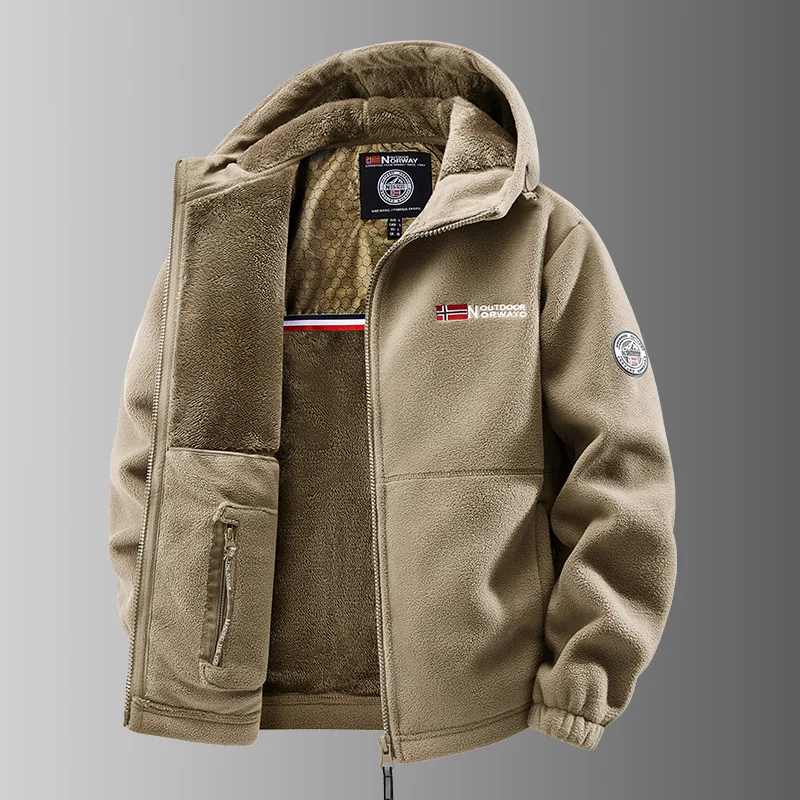 Autumn/Winter Men's High-Quality Winter Coat for Middle-Aged and Elderly, Youthful Fleece Jacket for Warmth in Norway EUR Size
