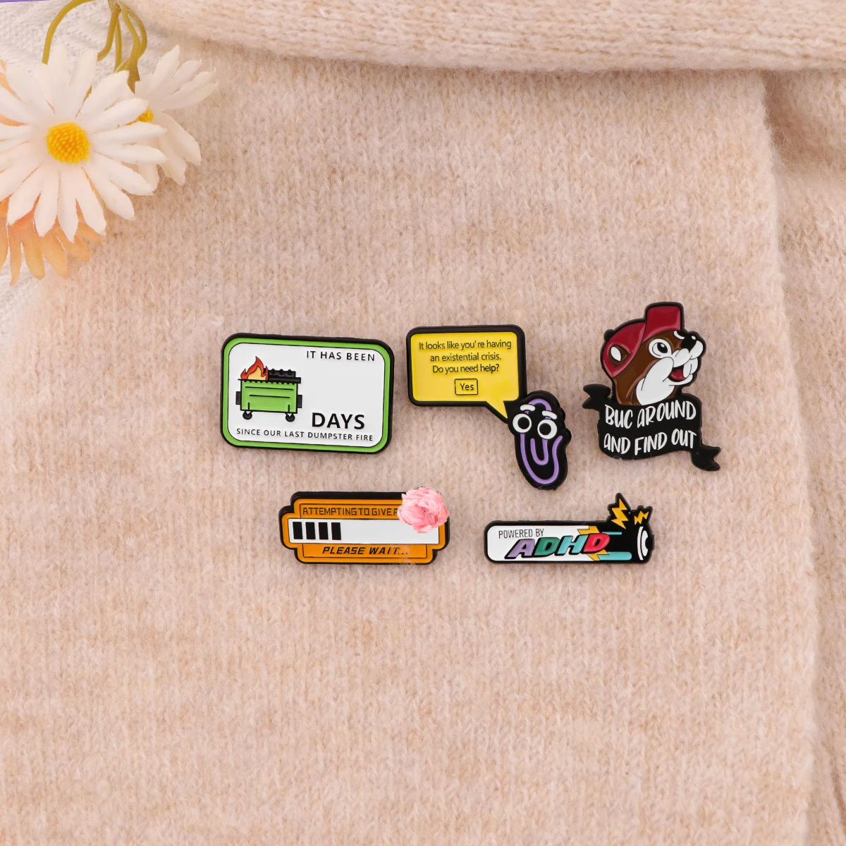 Cute Beaver Enamel Pins Battery Funny Quotes Brooches Badge Lapel Pin For Backpack Clothes Accessories Fashion Jewelry Gifts