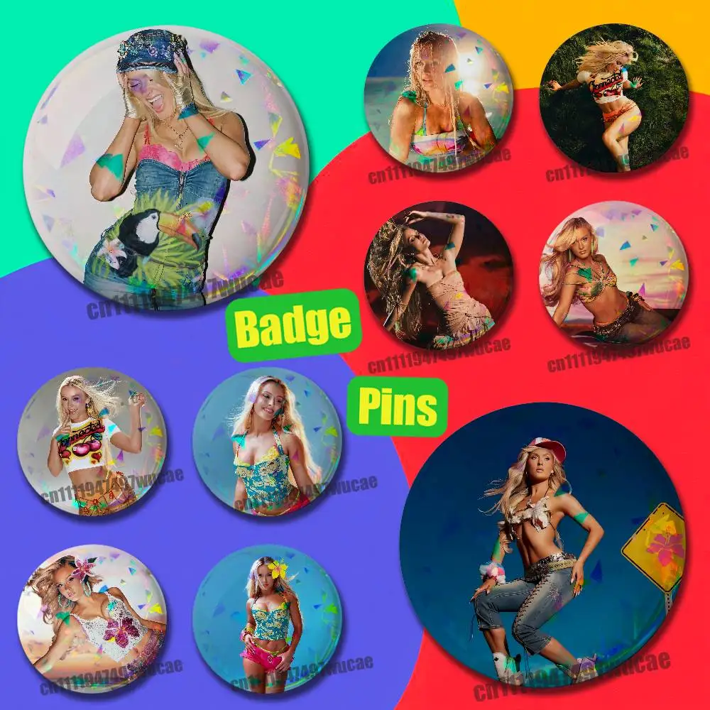 For Z-Zara Larsson Midnight Sun Girls Trip Pin Case DIY Insignia Badge Emblem Round Brooch Button Hat Cap Laser Film