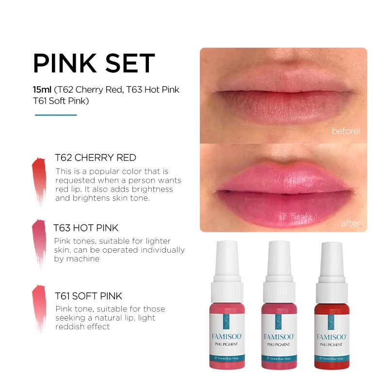 

3PCS 15ML/Bottle Henna Tattoo Ink for Lip Permanent Makeup Micropigmentation Pigments Art Makeup Eyebrow Beauty Lip Ink Tattoo