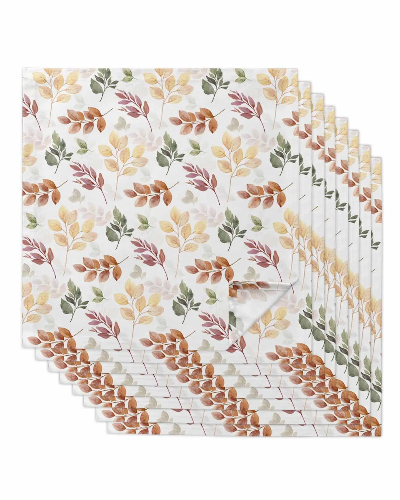 4pcs Autumn Leaf Eucalyptus Leaf Plant  Table Napkins Cloth Set Kitchen Dinner Tea Towels Table Mat Wedding Decor Napkins